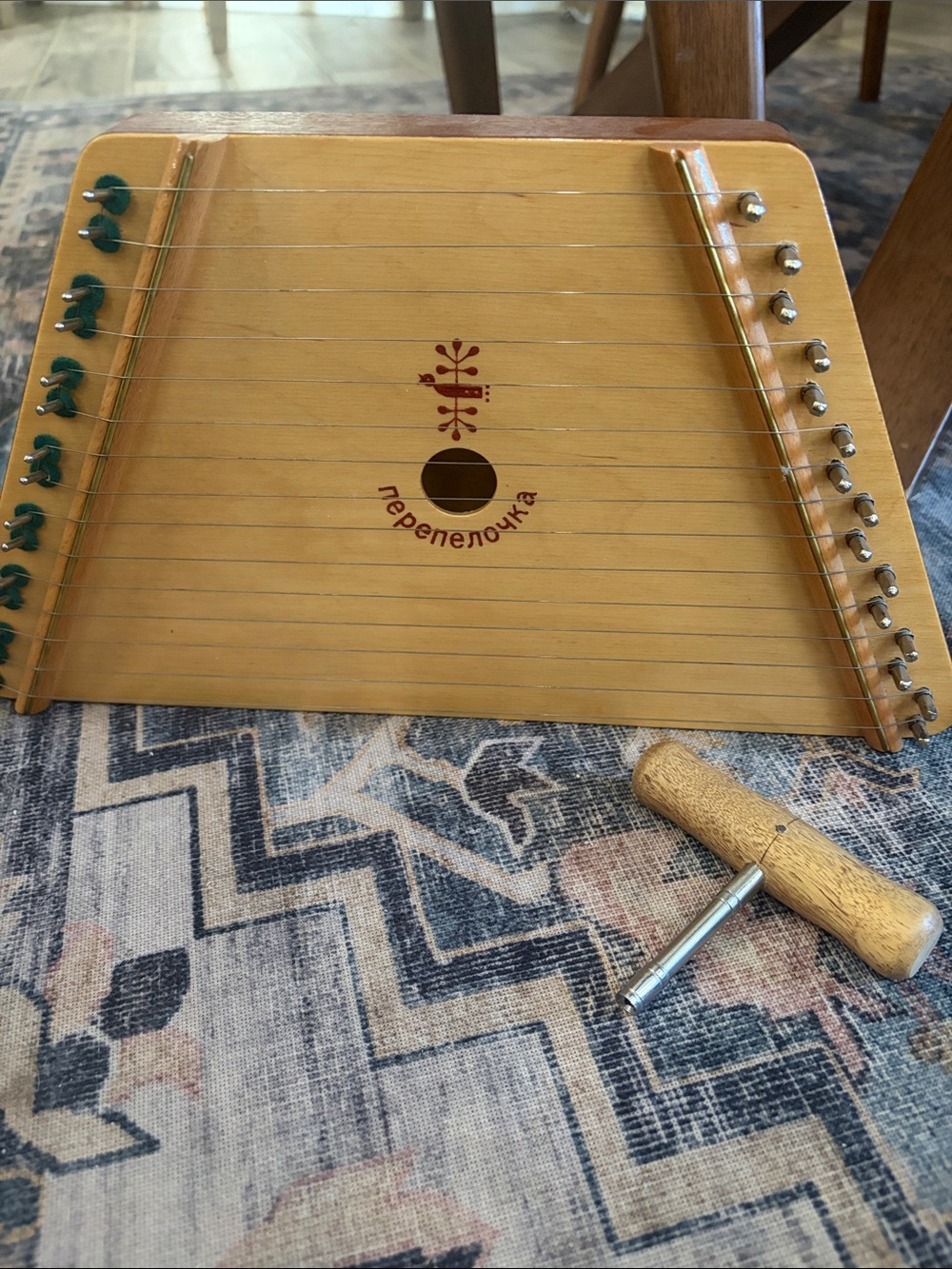 Wooden Zither Harp in Natural Wood